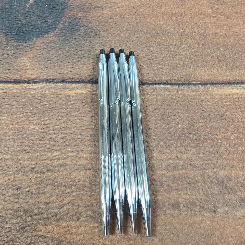 Cross Pen and Pencil Set Adult OS Silver Good Chrome Century Vintage Lot of 4